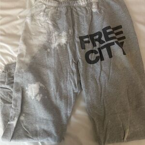 Freecity Gray Track Pants with Black Logo